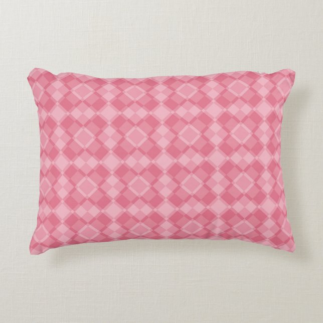 Roze geruite argylepatroon accent kussen (Voorkant)