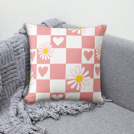 Roze geruite babykamer kussen