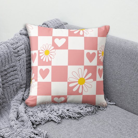 Roze geruite babykamer kussen