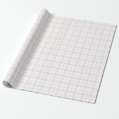 Roze geruite babyshower-cadeauverpakkings papier (Uitgerold)