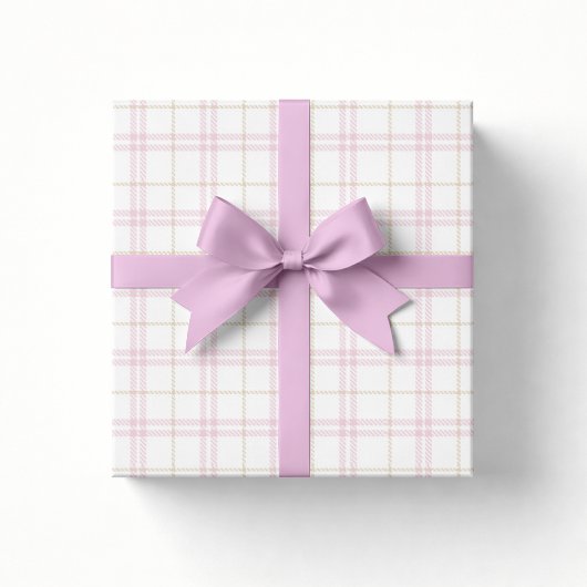Roze geruite babyshower-cadeauverpakkings papier