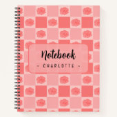 Roze geruite bloemen notitieboek (Voorkant)