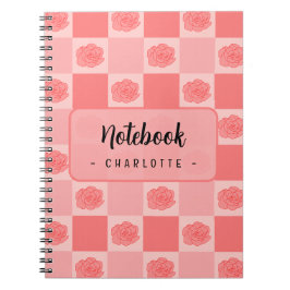 Roze geruite bloemen notitieboek