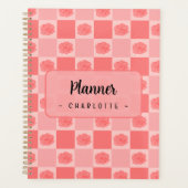 Roze geruite bloemen planner (Voorkant)