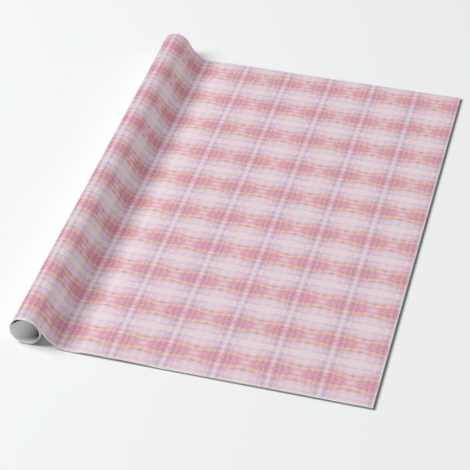  roze geruite cadeauverpakking cadeaupapier (Uitgerold)