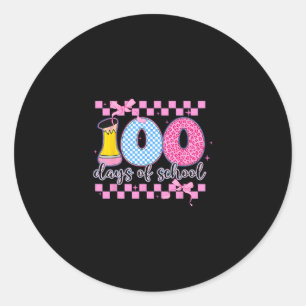 Roze geruite Coquette Strik 100 dagen school vrouw Ronde Sticker