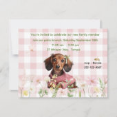 Roze geruite dachshund uitnodiging (Voorkant)