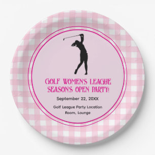 Roze geruite damesgolfcompetitie papieren bord