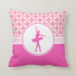 Roze geruite diamanten dansen met monogram kussen