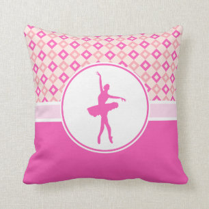 Roze geruite diamanten dansen met monogram kussen