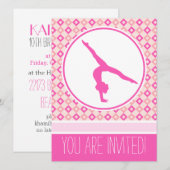 Roze geruite diamanten turnfeest uitnodiging (Voorkant / Achterkant)