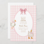 Roze geruite domme gans Coquette verjaardag Kaart (Voorkant / Achterkant)