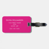 Roze Geruite geometrische Bagagelabel (Achterkant horizontaal)