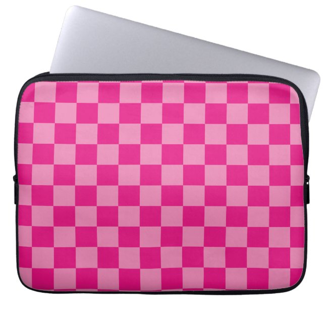 Roze Geruite geometrische Laptop Sleeve (Voorkant)