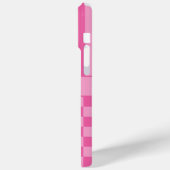 Roze geruite gestreepte gepersonaliseerde Case-Mate iPhone case (Achterkant / Links)