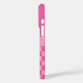 Roze geruite gestreepte gepersonaliseerde Case-Mate iPhone case (Achterkant / Links)