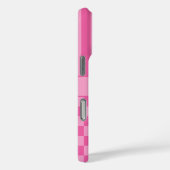 Roze geruite gestreepte gepersonaliseerde Case-Mate iPhone case (Achterkant / Rechts)