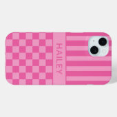Roze geruite gestreepte gepersonaliseerde hoes (Achterkant (horizontaal))