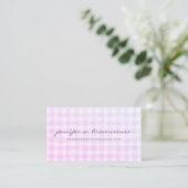 Roze geruite Gingham Visitekaartje (Staand voorkant)