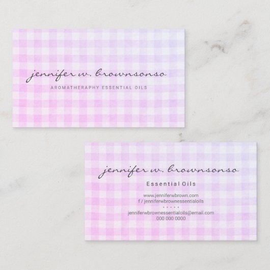Roze geruite Gingham Visitekaartje (Voorkant / Achterkant)
