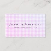 Roze geruite Gingham Visitekaartje (Voorkant)