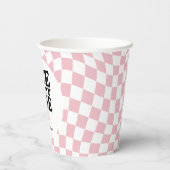 Roze Geruite Glimlach Een Gelukkige Babe 1e Verjaa Papieren Bekers (Achterkant)