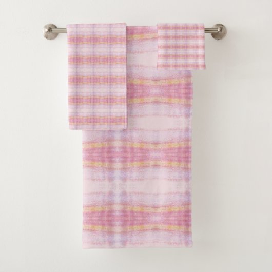  roze geruite handdoek set (Insitu)