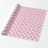 Roze geruite harten inpakpapier (Uitgerold)