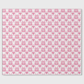 Roze geruite harten inpakpapier (Vlak)
