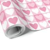 Roze geruite harten inpakpapier (Rol Hoek)