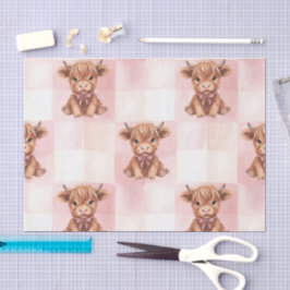 Roze geruite Highland-kalfs cadeauverpakking Tissuepapier
