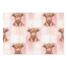 Roze geruite Highland-kow cadeauverpakking