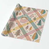 Roze geruite kerstcadeaupapier cadeaupapier (Uitgerold)