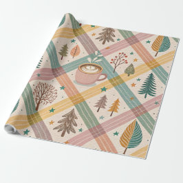 Roze geruite kerstcadeaupapier cadeaupapier