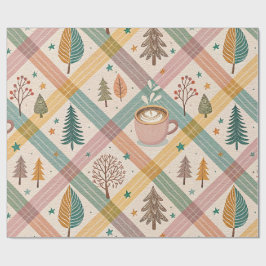 Roze geruite kerstcadeaupapier cadeaupapier
