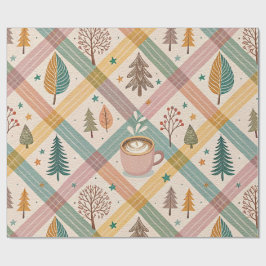 Roze geruite kerstcadeaupapier cadeaupapier