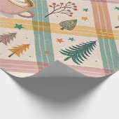 Roze geruite kerstcadeaupapier cadeaupapier (Hoek)