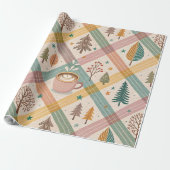 Roze geruite kerstcadeaupapier cadeaupapier (Uitgerold)