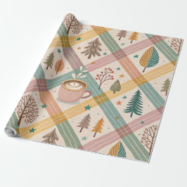 Roze geruite kerstcadeaupapier cadeaupapier