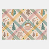 Roze geruite kerstcadeaupapier inpakpapier vel (Voorkant 2)