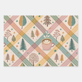 Roze geruite kerstcadeaupapier inpakpapier vel