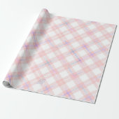 Roze geruite Kerstmis Cadeaupapier (Uitgerold)