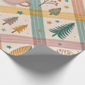 Roze geruite kerstverpakkings papier (Hoek)
