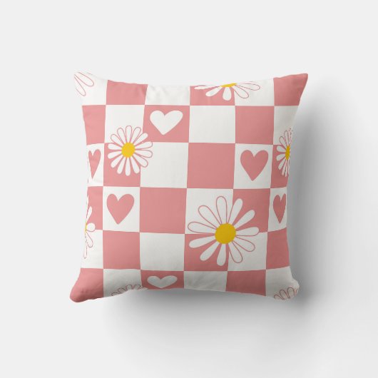 Roze geruite kinderkamer kussen (Achterkant)