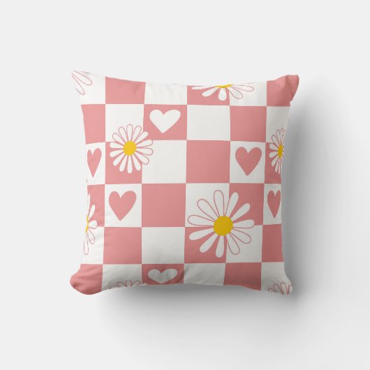 Roze geruite kinderkamer kussen (Voorkant)