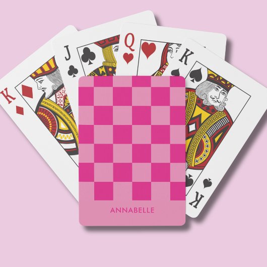Roze geruite meisjes pokerkaarten