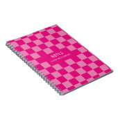 Roze geruite naam notitieboek (Rechterzijde)