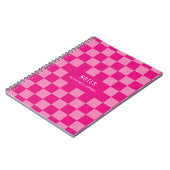 Roze geruite naam notitieboek (Linkerzijde)