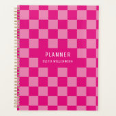 Roze geruite naam planner (Voorkant)