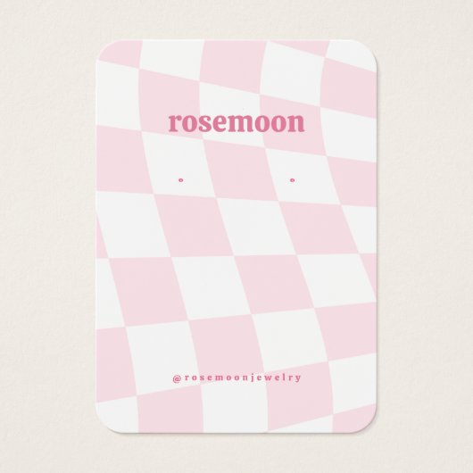 Roze Geruite Oorbel Display Kaart (Voorkant)